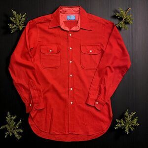 Pendleton Woolen Mills Vintage Button Front Red Wool Shirt Men's Size Medium